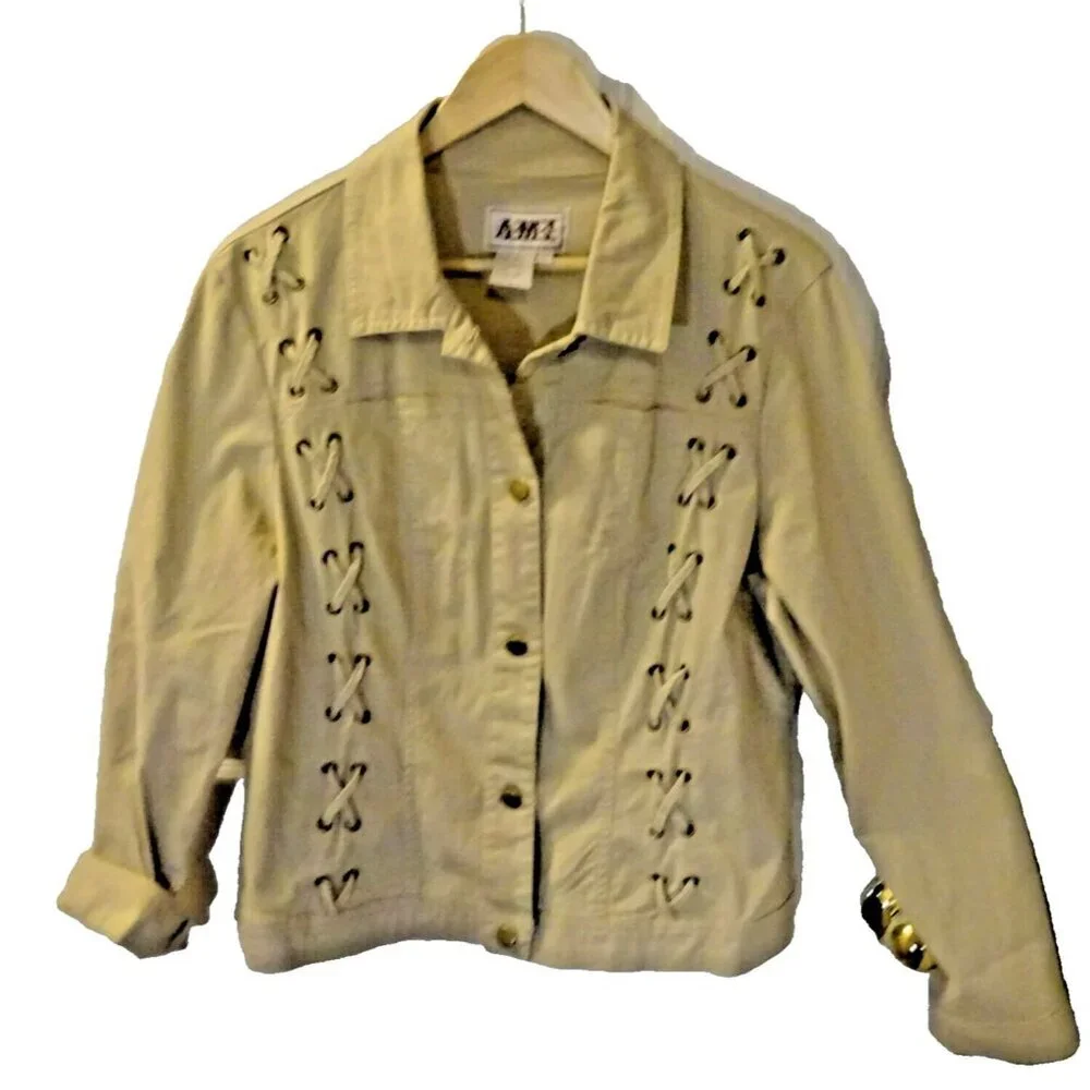 Pre-Loved AMI XL Tan‎ Cotton Spandex Long Sleeve Light Jacket - Picture 2 of 5